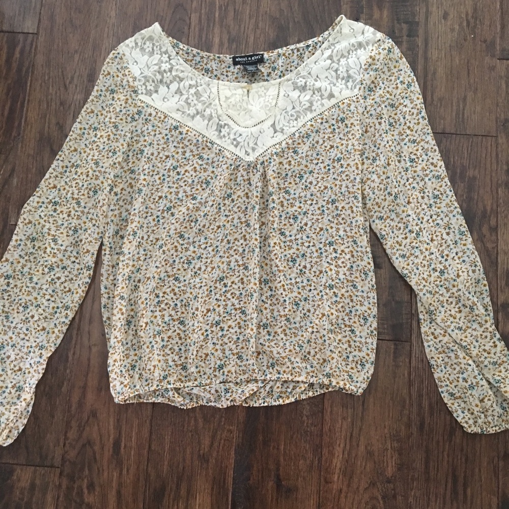 Floral and Lace Sheer Blouse